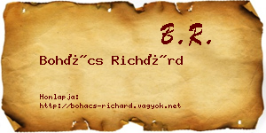 Bohács Richárd névjegykártya